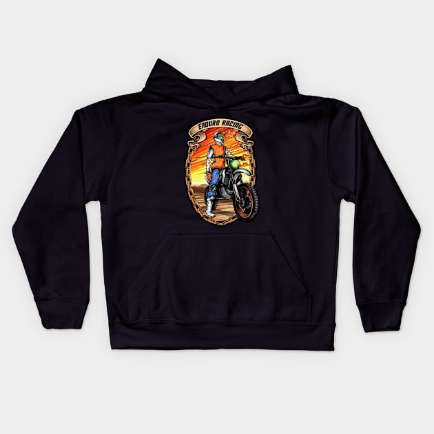 Dirtbike racing Kids Hoodie by Ferawela store